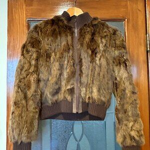 Vintage Dollhouse Women's Short Brown 100% Genuine Fur Jacket Size S